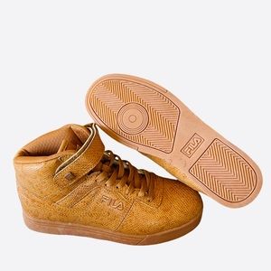 NEW FILA VULC 13 HI LACE-UP TRAINERS SNEAKERS WOMEN SHOES GOLD SNAKE 6.5